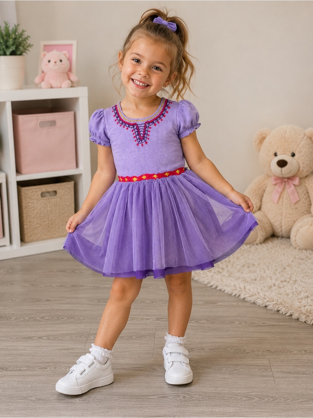 Disney Wish Purple dress with Red and Gold Accents